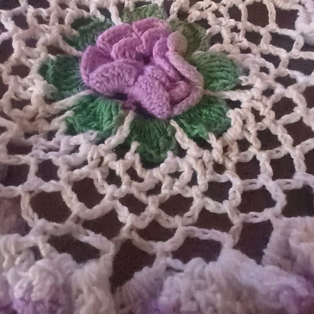 Handmade Vintage Crochet Doilies with Purple Flowers #13 - Picture 2 of 10